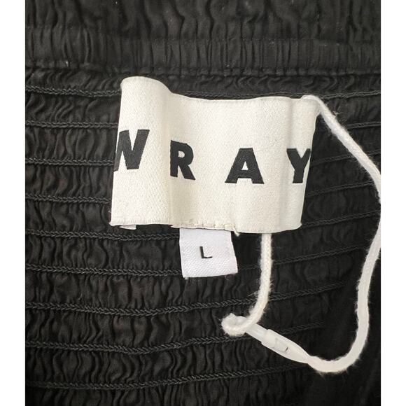 NWOT WRAY NYC Jules Midi Dress Black Cutout Cinch Tie Ethical Textured Cotton L - Picture 5 of 12